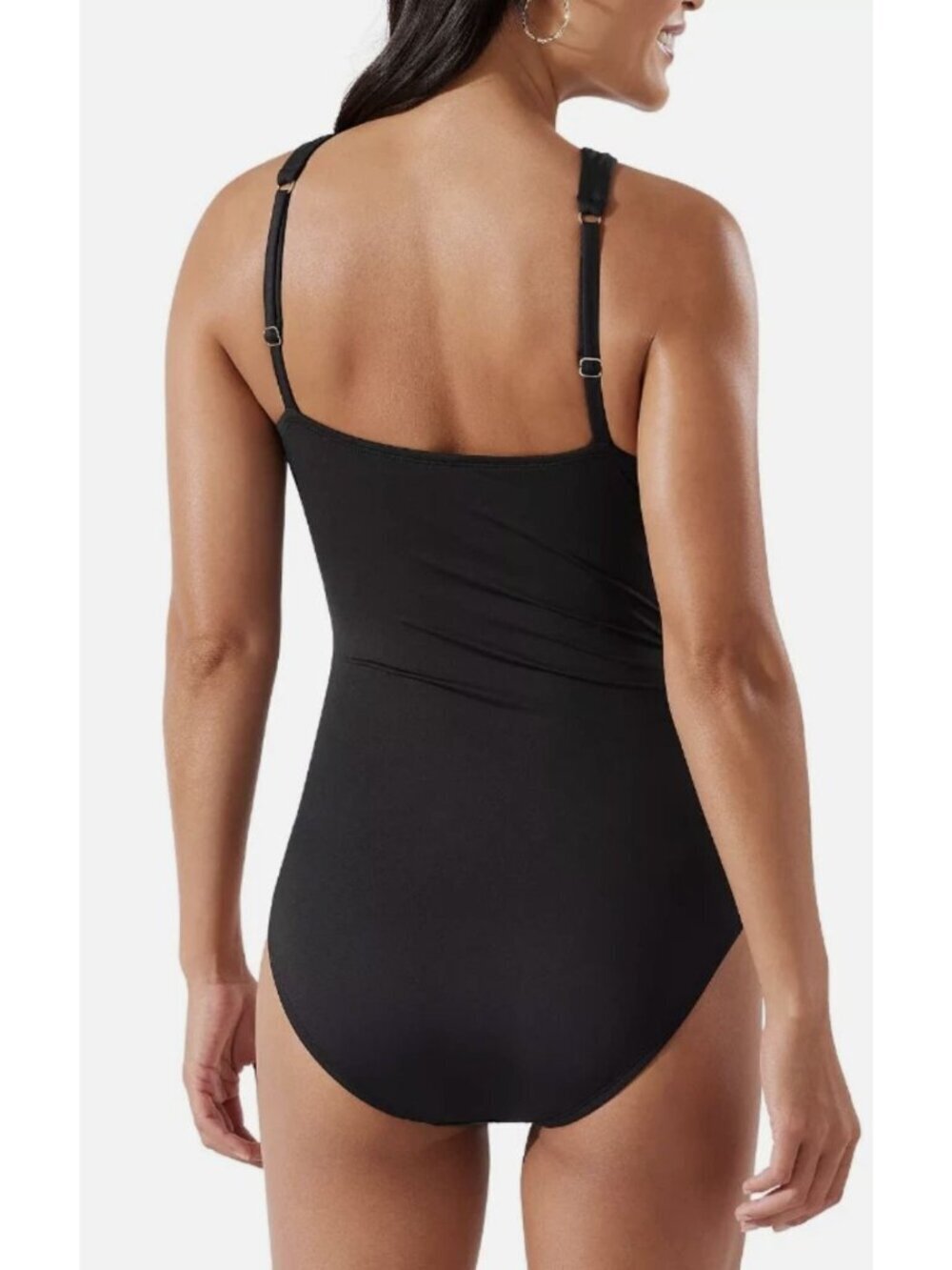 Tommy Bahama Tummy Control Black Halter One-Piece Swimsuit Sz 14 New - Picture 2 of 6